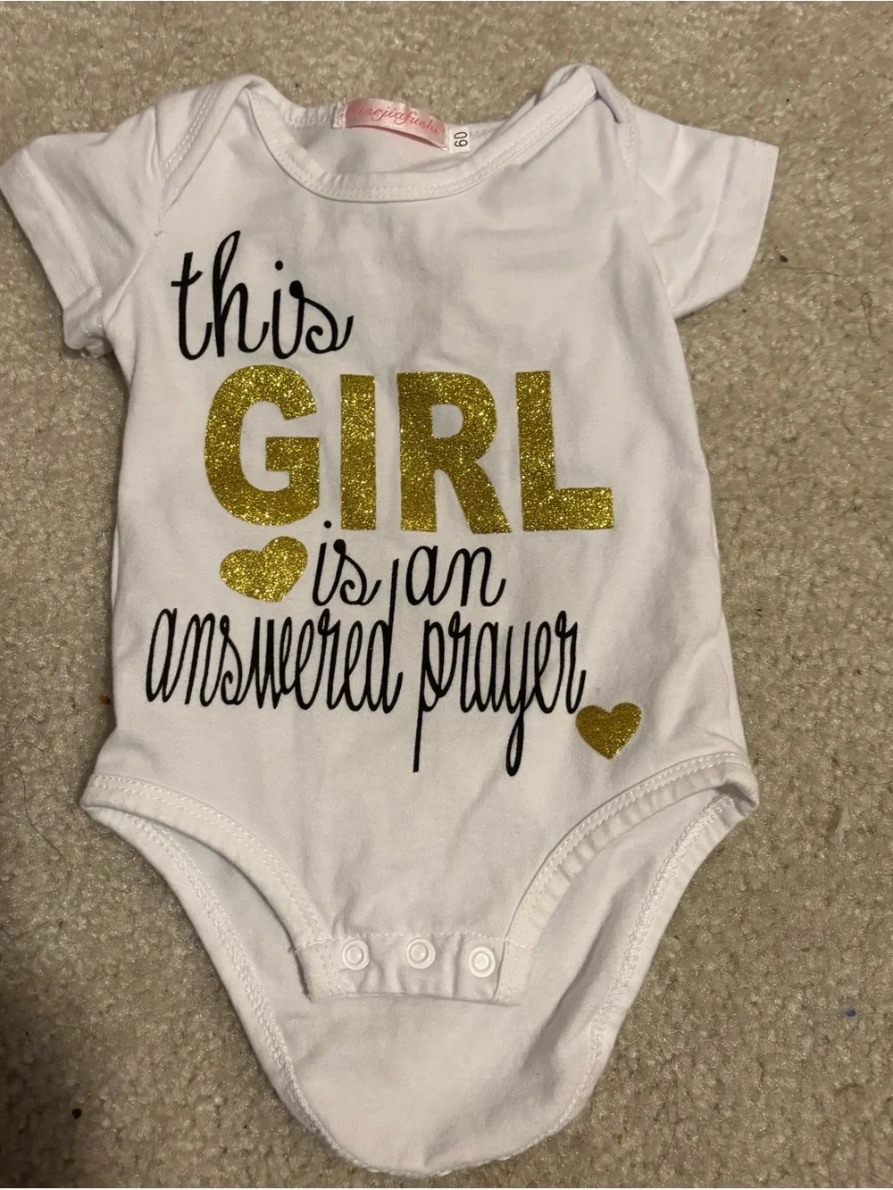 Girls White Onesies with Text - size 6-12 months with headband and diaper covers